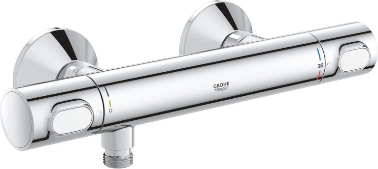 GROHE Mitigeur thermostatique douche Precision Flow, montage mural, protection anti-brûlure, raccord fileté 1/2