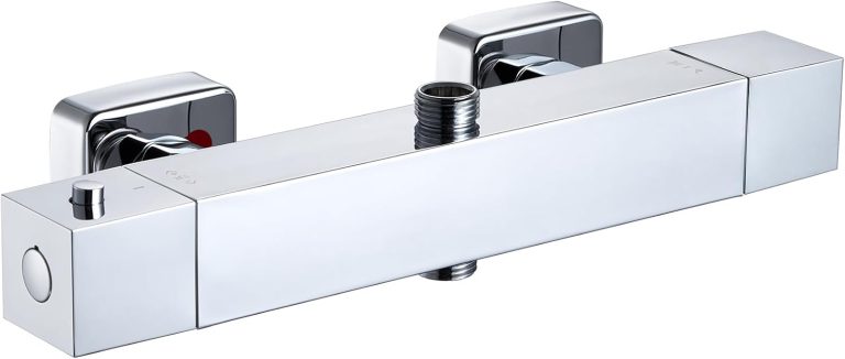 Auralum Mitigeur Thermostatique Douche Anti-Brûlure, Robinet de Douche Thermostatique Chrome avec Corps Froid et Cartouche Anti-Calcaire, Contrôle Précis de la Température 38°C